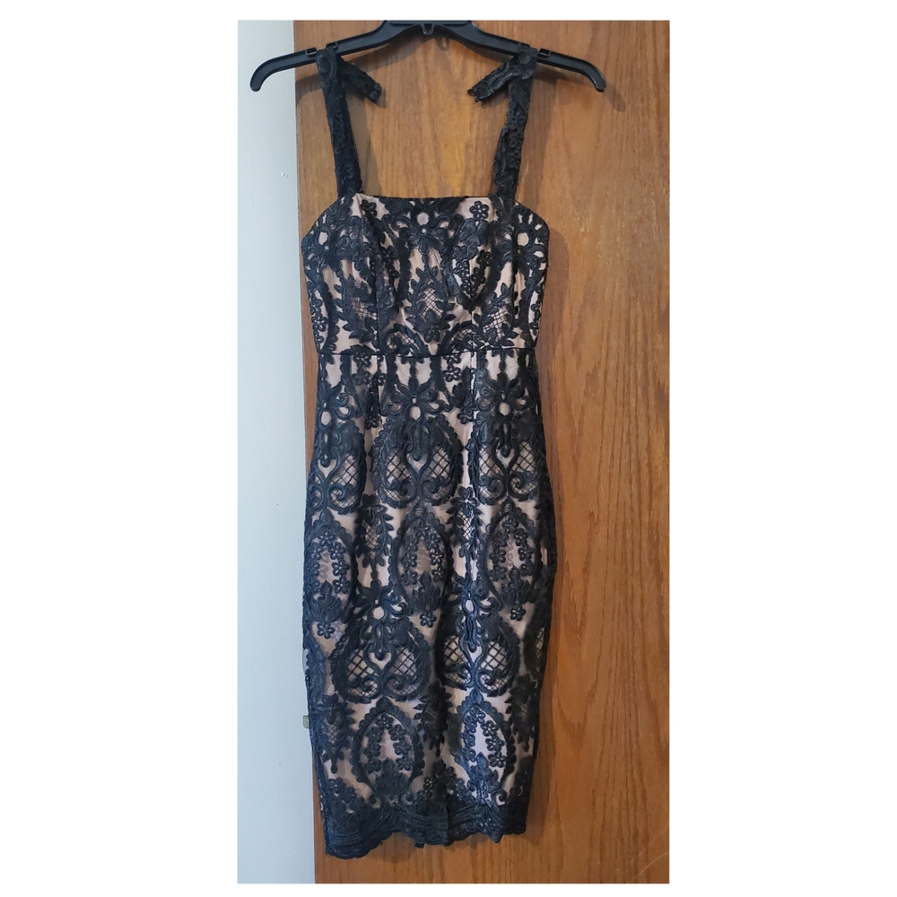 Lulu's Black and Cream Lace Dress